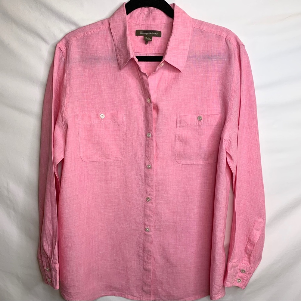 Tommy Bahama Pink Linen Blouse L